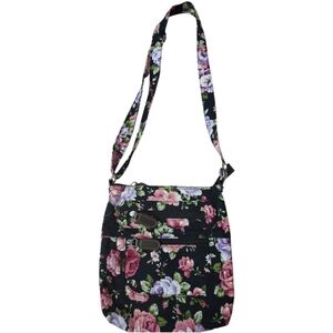 Vintage-Inspired Floral Canvas Crossbody Bag